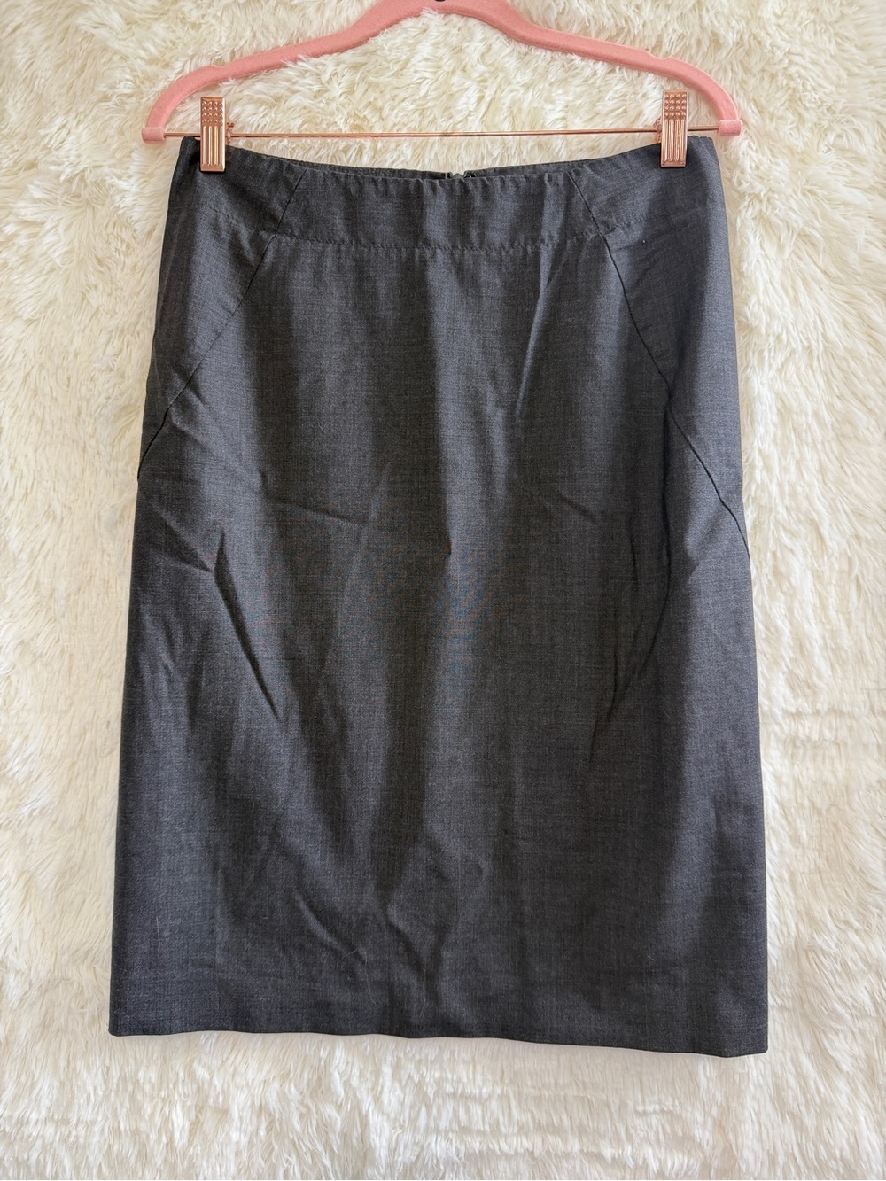 Vtg Theory Womens Wool Blend Pencil Skirt 6 Grey Career Office Work Quiet Luxury